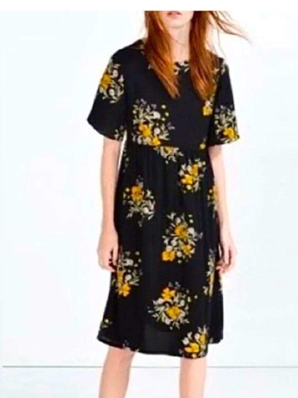 Zara black floral dress - size small